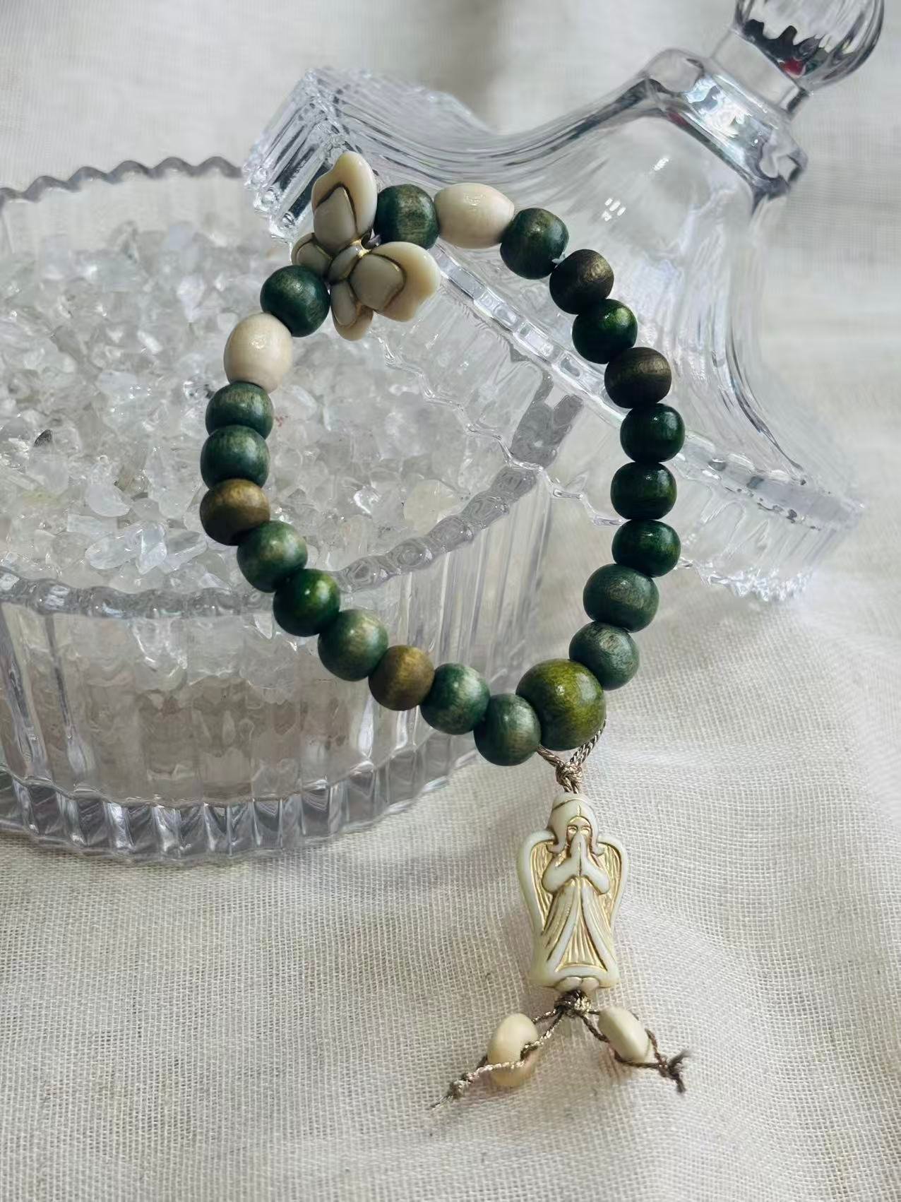01 Green Sandalwood Angel Charm Bracelet - 画像 (1)