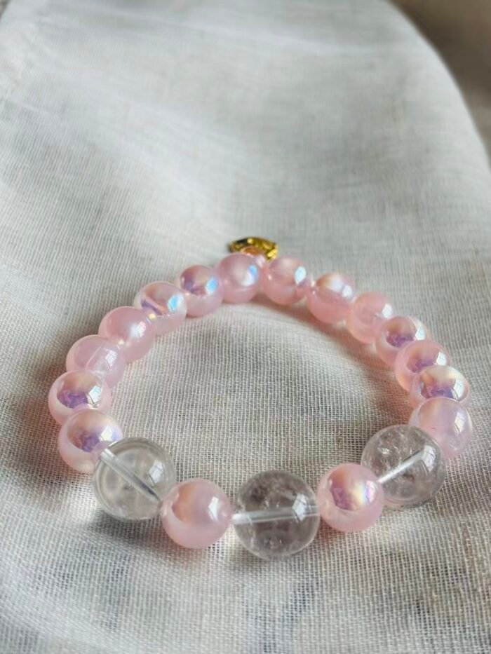 Pink Opal Glow Crystal Beaded Bracelet - 画像 (3)