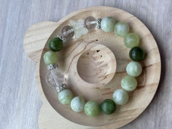 Green Jade Butterfly Beaded Bracelet - 画像 (4)